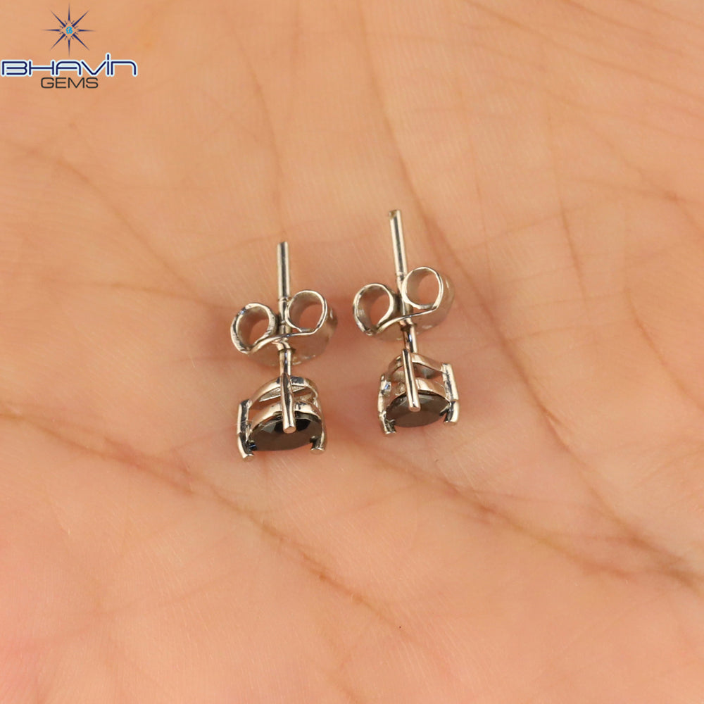 Pear Diamond White Gold Stud Earring Black Diamond Natural Loose Diamond Earring