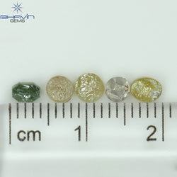 1.08 CT /5 Pcs Uncut Shape Mix Color Natural Loose Diamond I3 Clarity (4.17 MM)