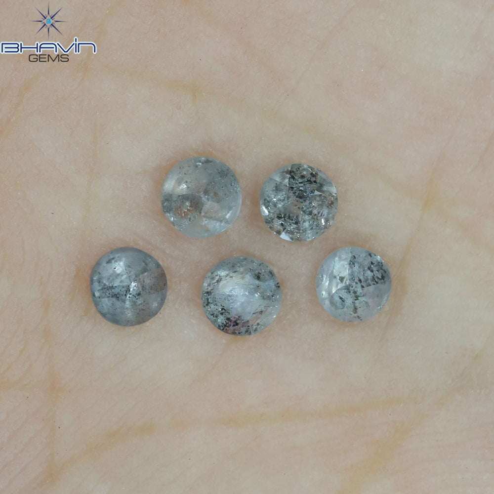0.55 CT /5 Pcs Uncut Shape Salt And Pepper Natural Loose Diamond I3 Clarity (2.98 MM)