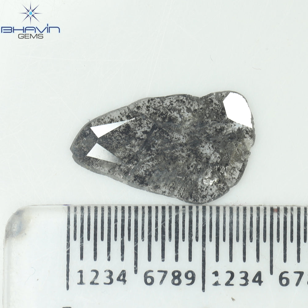 1.26 CT Slice Shape Natural Diamond Salt And Papper Color I3 Clarity (13.20 MM)