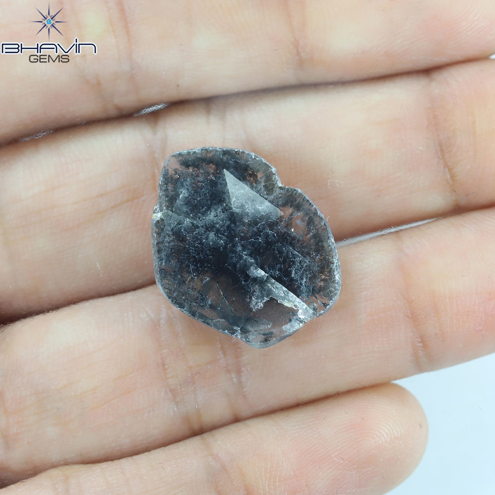 5.51 CT Slice Shape Natural Diamond Salt And Pepper Color I3 Clarity (20.03 MM)