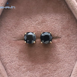 Cushion Diamond Black Natural Diamond Pendant-Earring Rose Gold Bridal Necklace