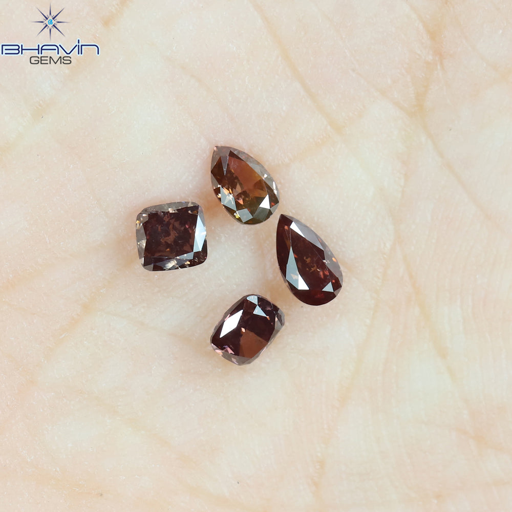 0.54 CT/4 Pcs Mix Shape Natural Diamond Pink Color SI1 Clarity (4.42 MM)