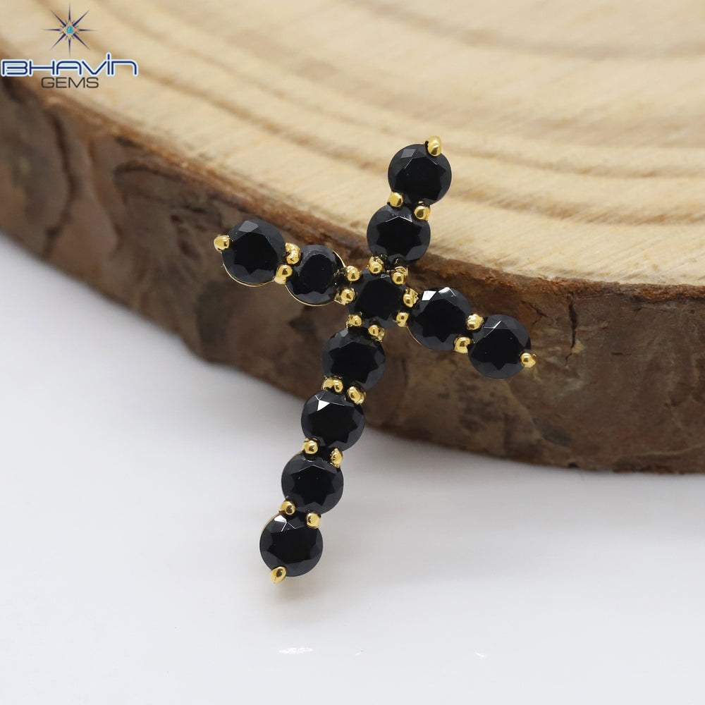 Diamond Pendant, Round Diamond, Black Diamond, Yellow Gold Pendant, Bridal Necklace, Pendant