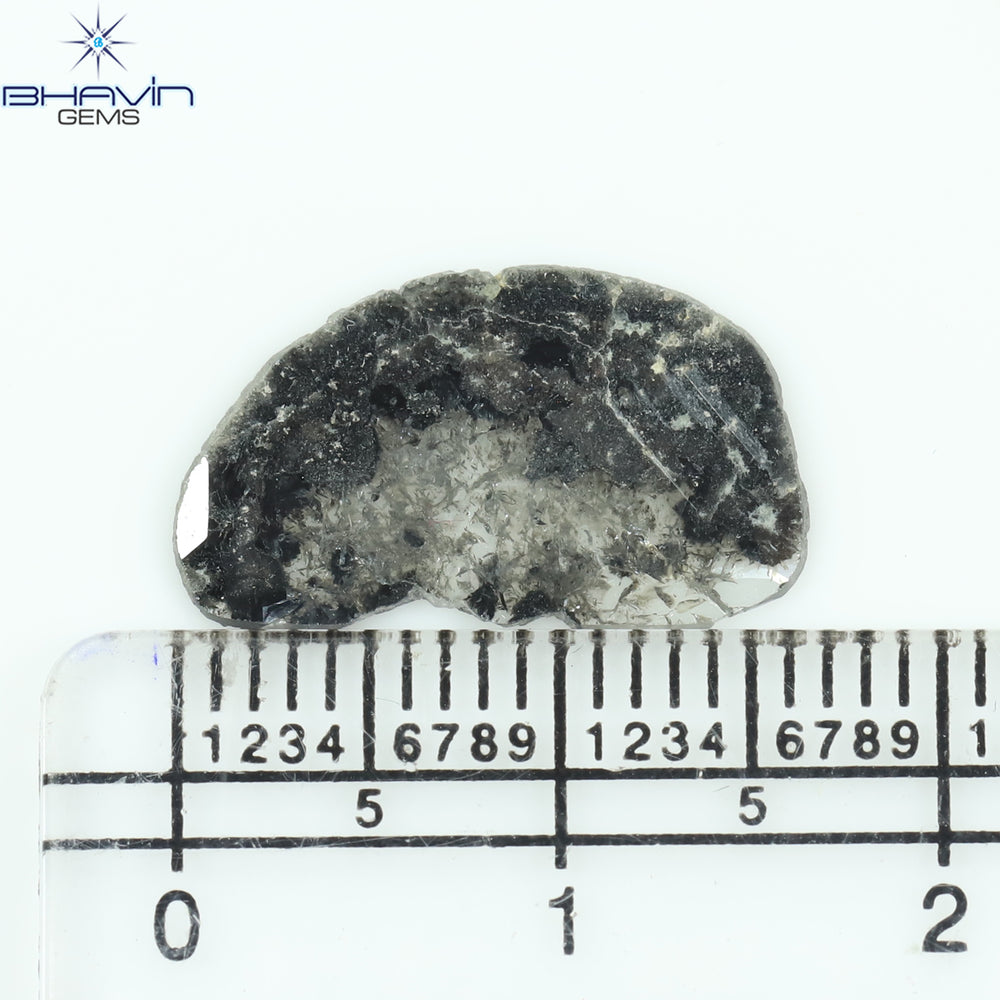2.15 CT Slice Shape Natural Diamond Salt And Pepper Color I3 Clarity (16.58 MM)