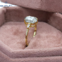 Hexagon Diamond Salt And Pepper Diamond Natural Diamond Ring Gold Ring Engagement Ring