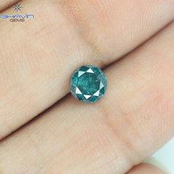 0.61 CT Round Diamond Natural Diamond Blue Color I3 Clarity (5.22 MM)
