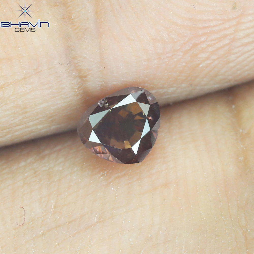 0.45 CT Heart Shape Natural Loose Diamond Pink Color SI1 Clarity (4.57 MM)