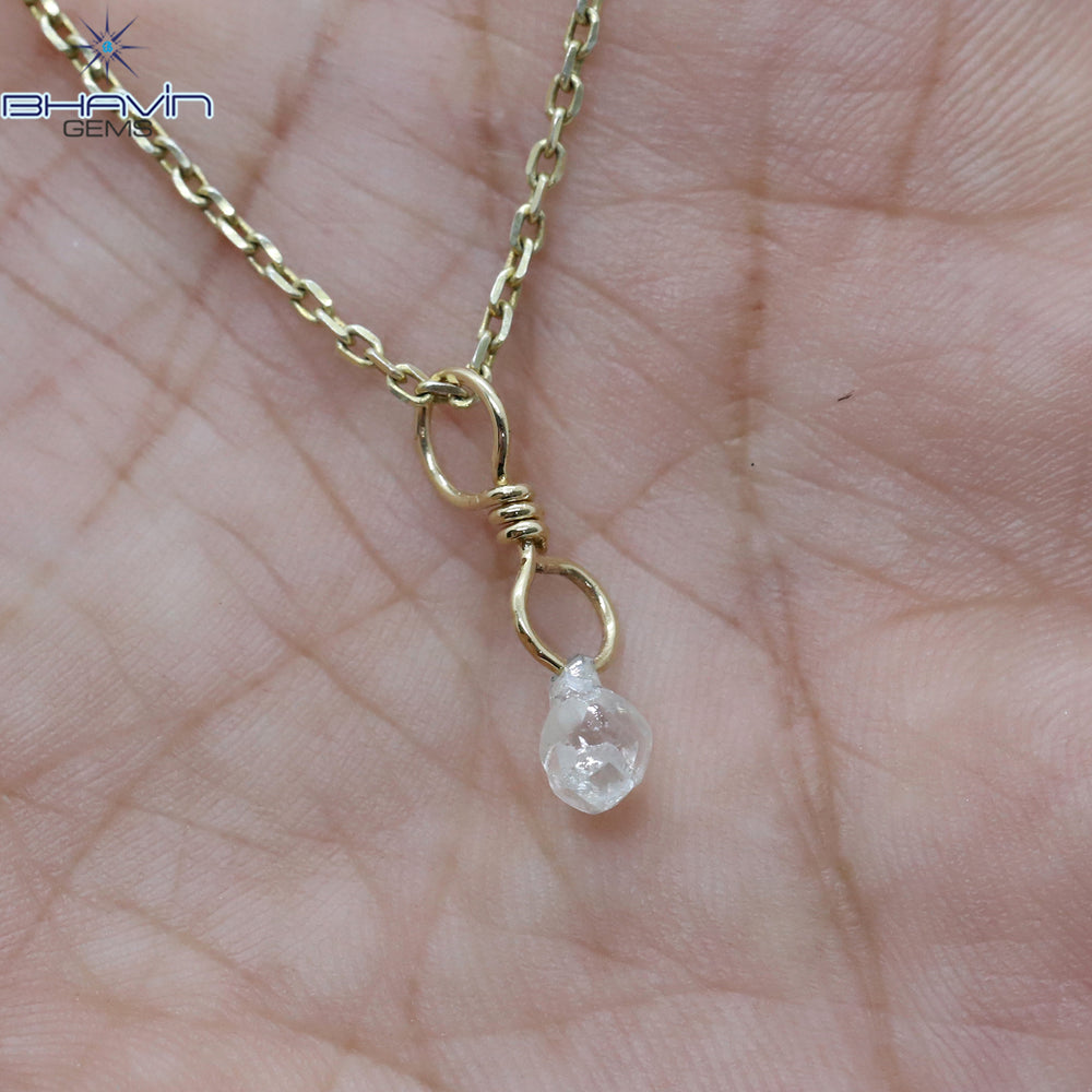 Diamond Pendant Rough Diamond White Gray Diamond Yellow Gold Pendant Bridal Necklace Pendant