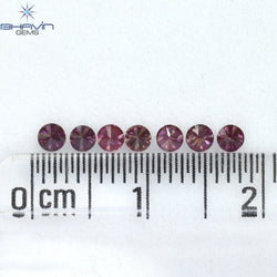 0.39 CT/7 PCS Round Diamond Pink Color Natural Diamond I1 Clarity (2.40 MM)