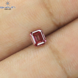 0.41 CT Emerald Shape Natural Diamond Pink Color SI1 Clarity (4.36 MM)