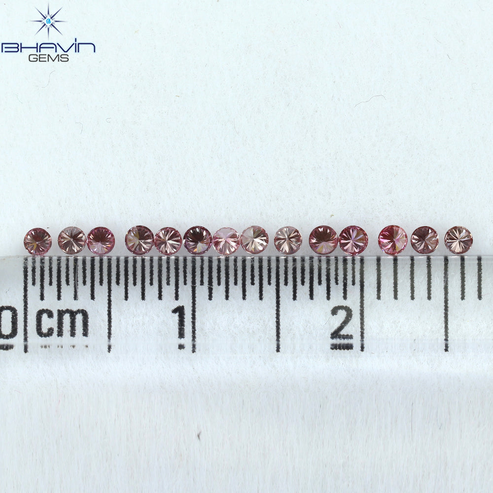 0.30 CT/14 PCS Round Diamond Vivid Pink Color Natural Diamond VS Clarity (1.70 MM)