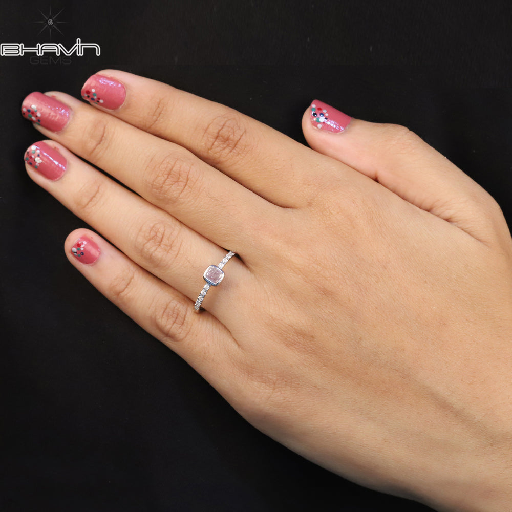 Cushion Diamond Natural Diamond Ring Pink Color Gold Ring Engagement Ring