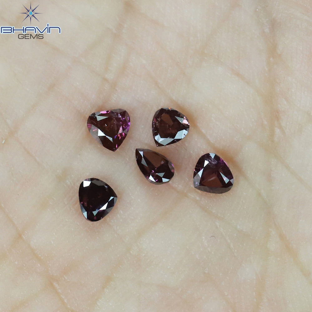 0.75 CT/5 Pcs Mix Shape Natural Diamond Pink Color SI2 Clarity (4.00 MM)