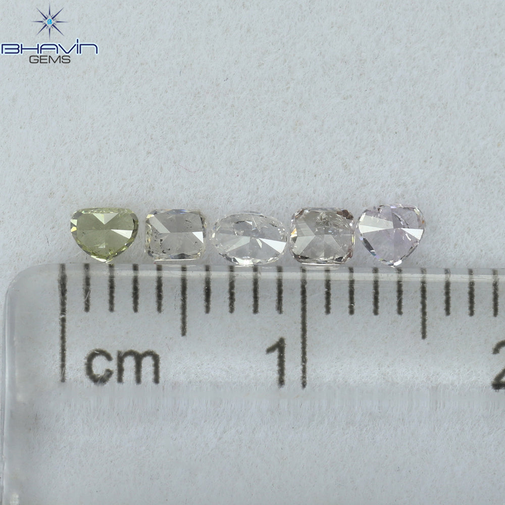 0.43 CT/5 Pcs Mix Shape Natural Diamond Pink Color SI Clarity (3.10 MM)