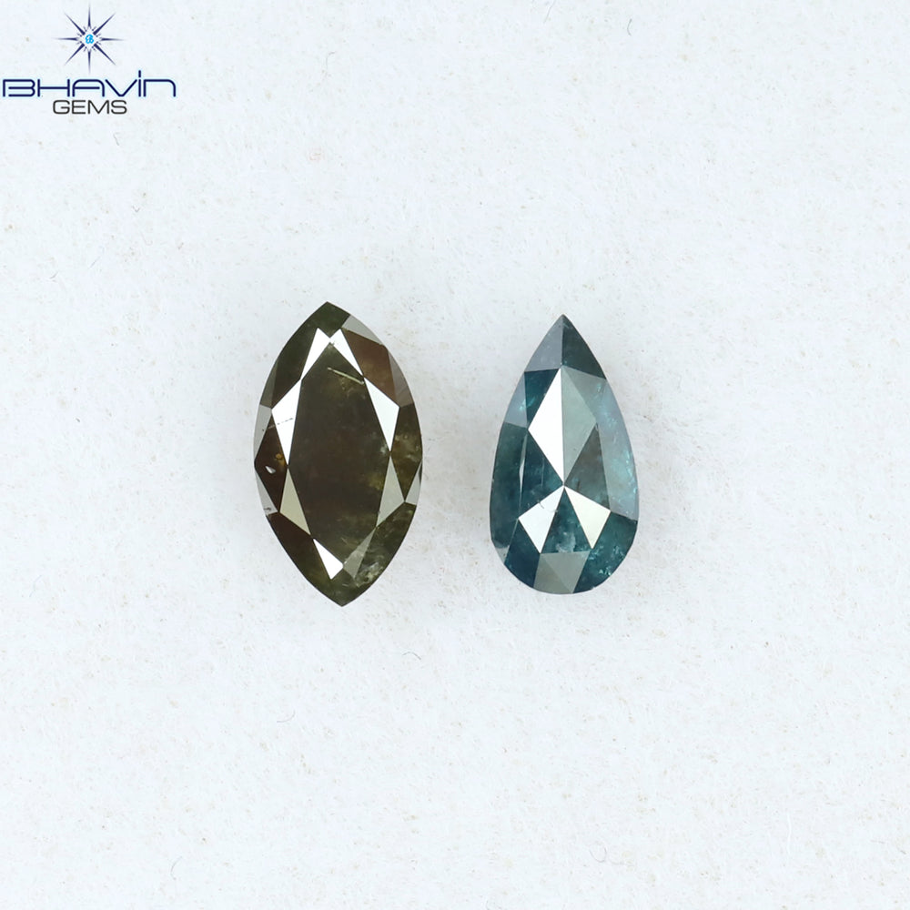 0.56 CT/2 PCS Mix Diamond Natural diamond Blue Green Diamond I3 Clarity (6.30 MM)