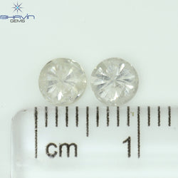 0.81 CT/2 Pcs Round Shape Natural Loose Diamond White Color I3 Clarity (4.68 MM)