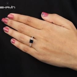 Emerald Diamond Natural Diamond Ring Black Color Gold Ring Engagement Ring