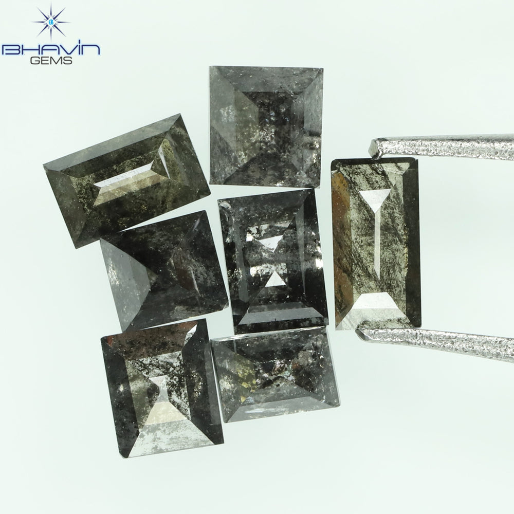 0.92 CT/7 Pcs, Baguette Diamond, Salt And Pepper Color, I3 Clarity
