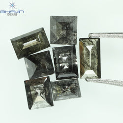 0.92 CT/7 Pcs, Baguette Diamond, Salt And Pepper Color, I3 Clarity