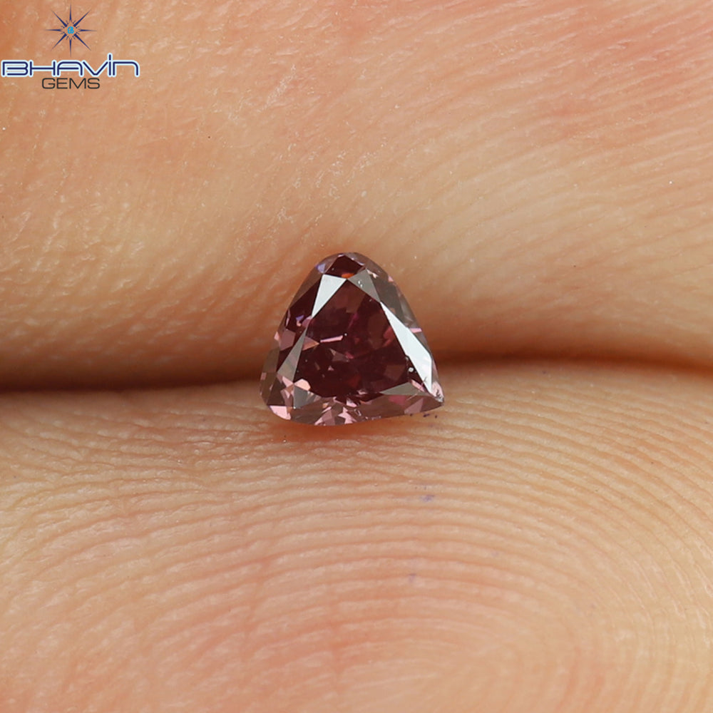 0.12 CT Heart Shape Natural Diamond Enhanced Pink Color VS2 Clarity (3.03 MM)