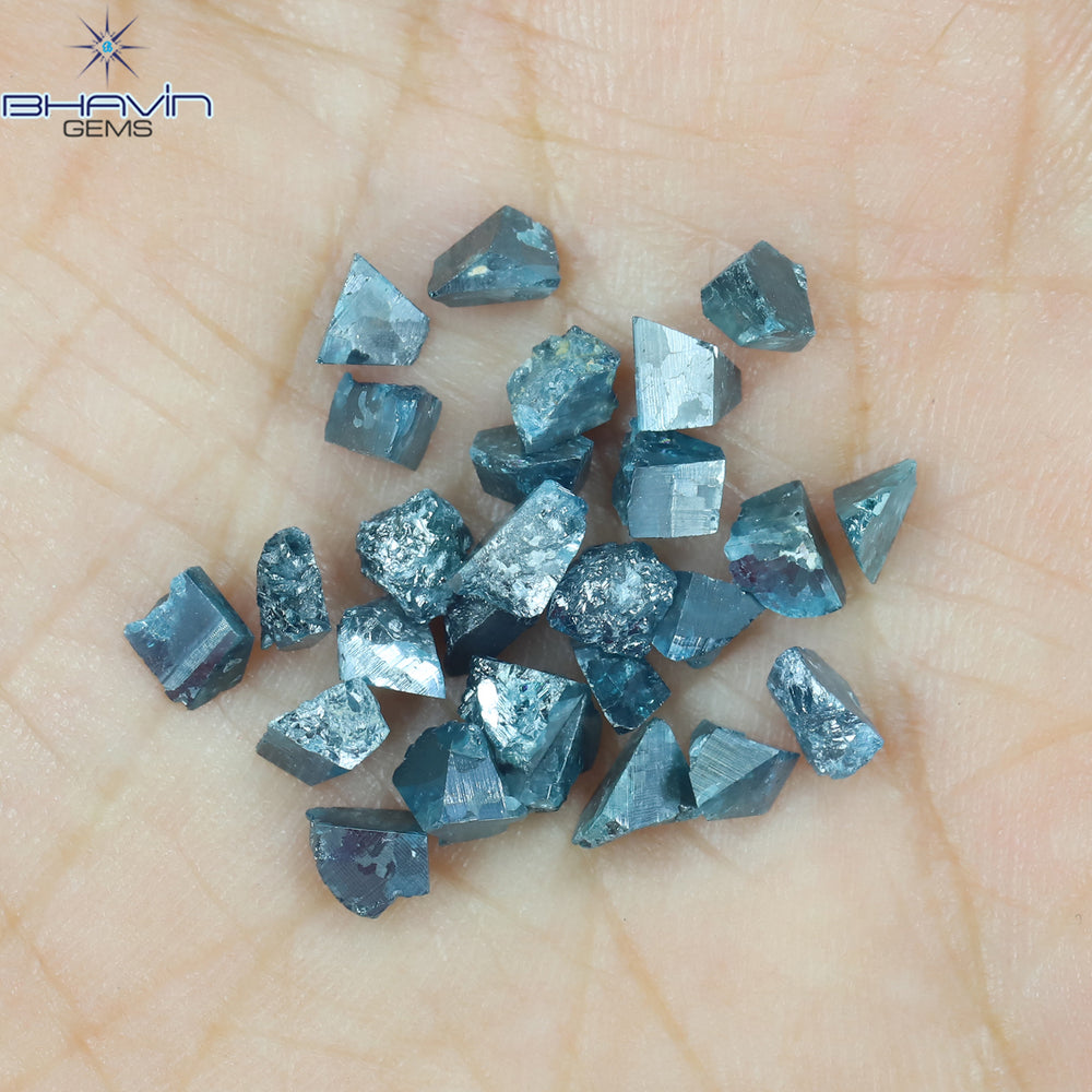 8.43 CT/27 PCS Blue Color Rough Diamond Natural loose Diamond I3 Clarity (3.77 MM)