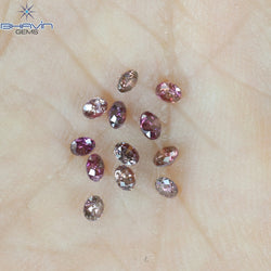 0.39 CT/12 Pcs Round Shape Natural Loose Diamond Pink Color VS-SI Clarity (2.25 MM)