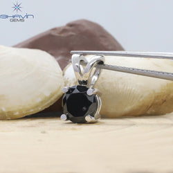 Diamond Pendant-Earring, Round Diamond, Black Diamond, Yellow Gold, Bridal Necklace