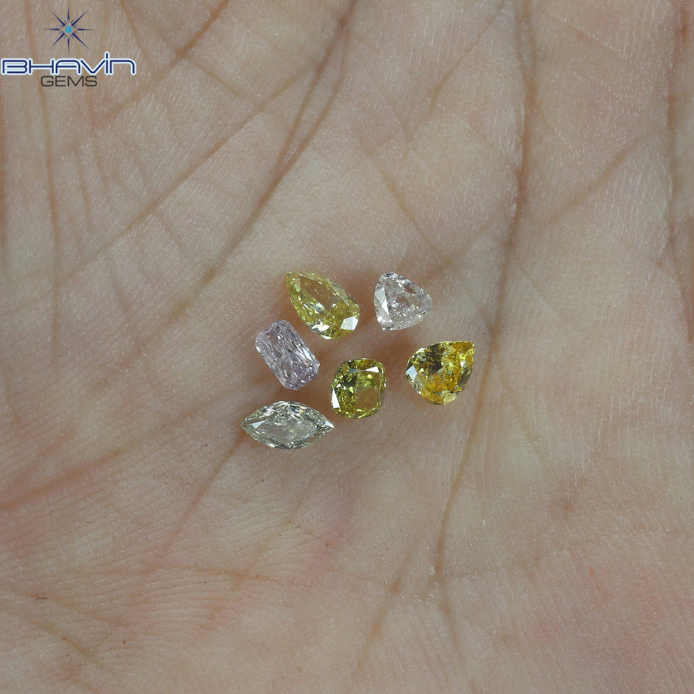 0.94 CT/6 PCS Mix Shape Natural Diamond Mix Color VS-SI Clarity (4.89 MM)