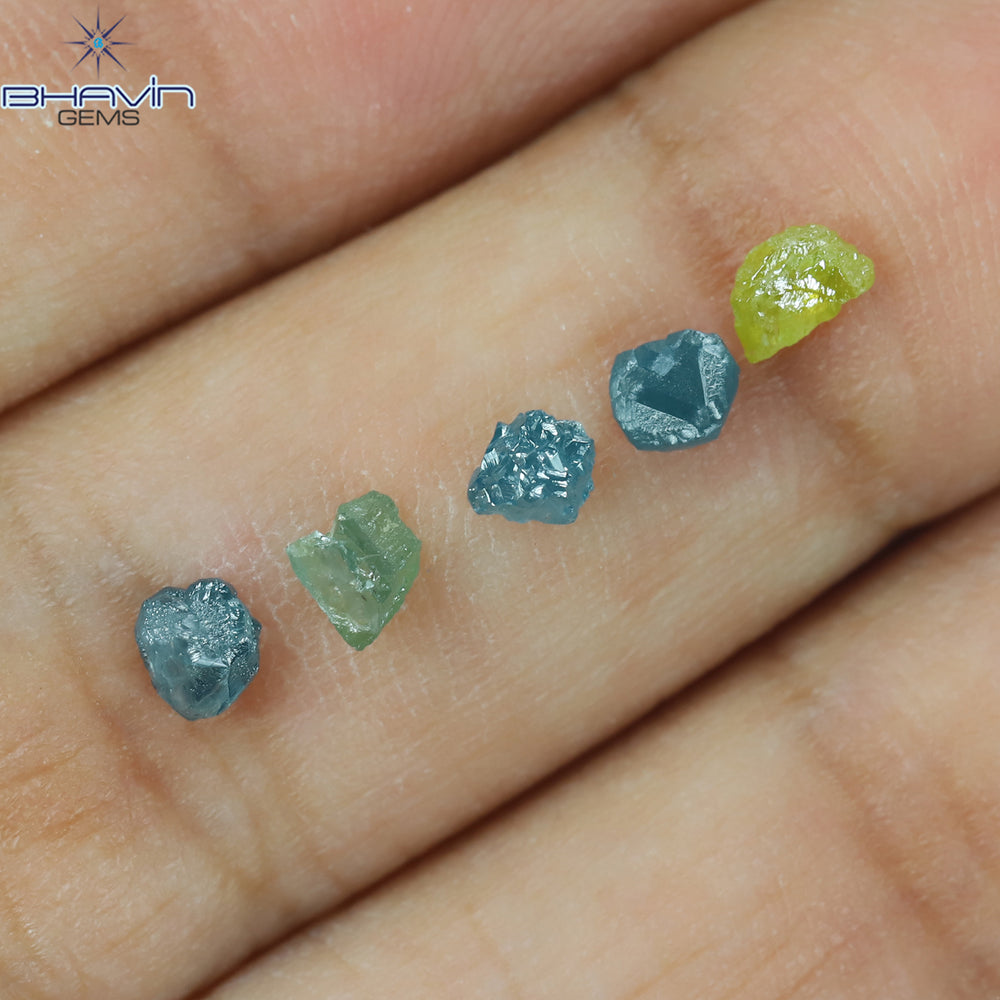 0.97 CT/5 PCS Rough Shape Enhanced Mix Color Natural Diamond I3 Clarity (4.17 MM)