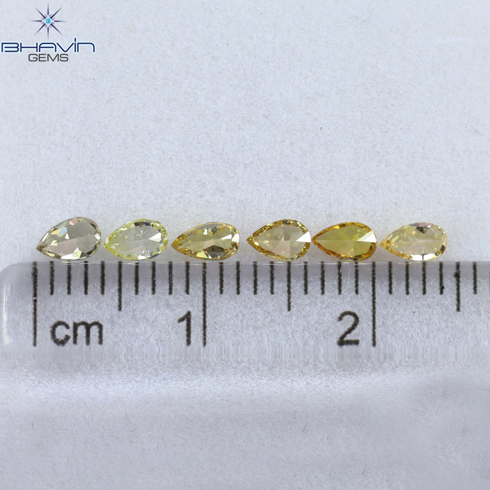 0.61 CT/6 Pcs Pear Shape Natural Diamond Mix Color VS2 Clarity (3.97 MM)