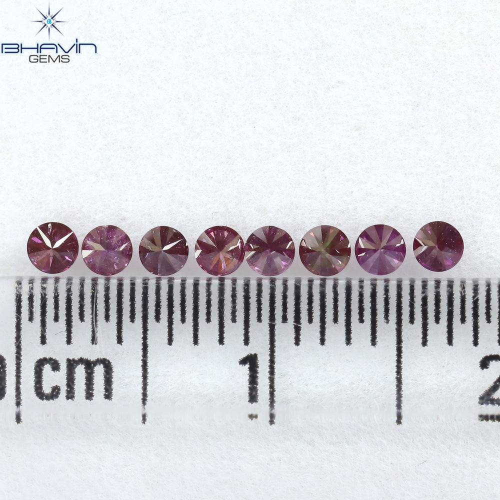 0.28 CT/8 PCS ラウンド ダイヤモンド ピンク色 天然ダイヤモンド I1 クラリティ (2.00 MM)
