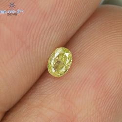 0.14 CT Oval Shape Natural Diamond Greenish Yellow Color SI2 Clarity (3.82 MM)