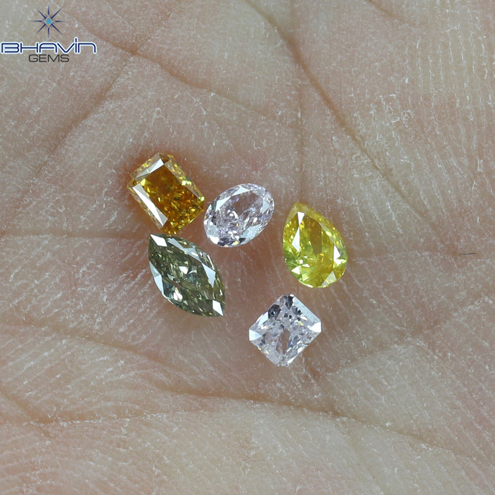 0.42 CT/5 Pcs Mix Shape Natural Diamond Mix Color VS-SI Clarity (4.25 MM)
