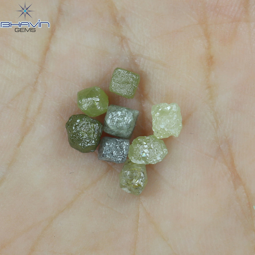 4.05 CT/8 PCS Rough Shape Mix Color Natural Diamond I3 Clarity (4.37 MM)
