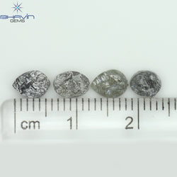 1.91 CT /4 Pcs Uncut Shape Salt And Pepper Natural Loose Diamond I3 Clarity (5.85 MM)