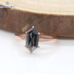 Hexagon Diamond Natural Diamond Ring Salt And Papper Diamond Gold Ring Engagement