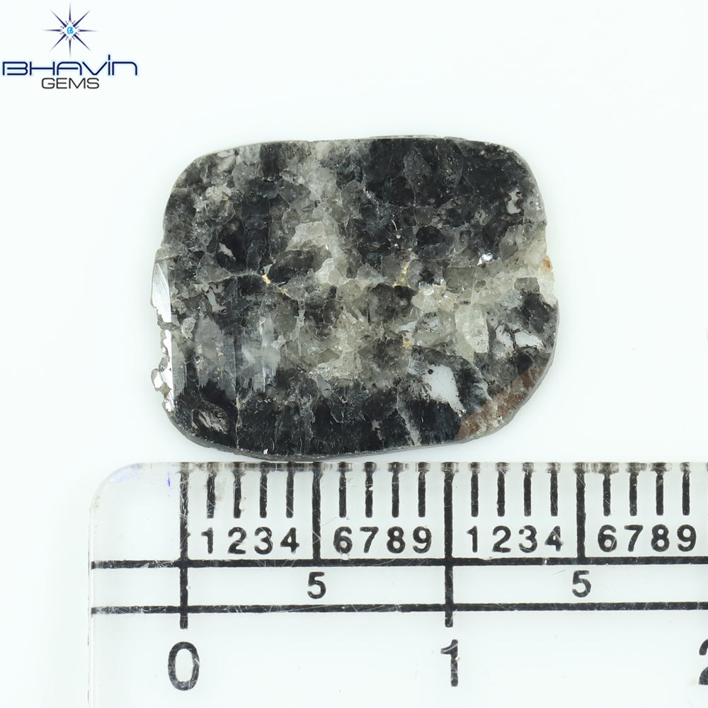 2.70 CT Slice Shape Natural Diamond Salt And Pepper Color I3 Clarity (15.64 MM)
