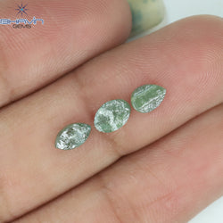 1.13 CT /3 Pcs Uncut Shape Green Natural Loose Diamond I3 Clarity (5.50 MM)