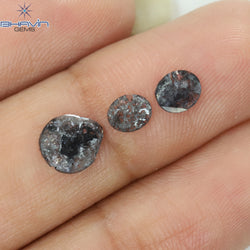 0.92 CT スライス形状 天然ダイヤモンド ソルト アンド ペッパー カラー I3 クラリティ (10.75 MM)