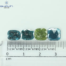 2.81 CT/4 Pcs Slice Shape Natural Diamond Blue Green Color I3 Clarity (8.48 MM)