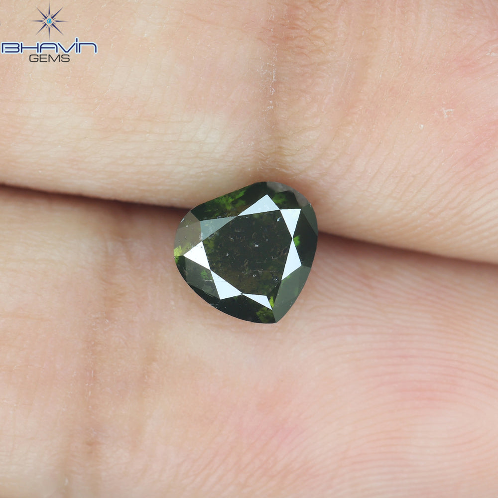1.05 CT Heart Shape Natural Diamond Enhanced Green Color I2 Clarity (6.19 MM)