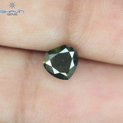1.05 CT Heart Shape Natural Diamond Enhanced Green Color I2 Clarity (6.19 MM)