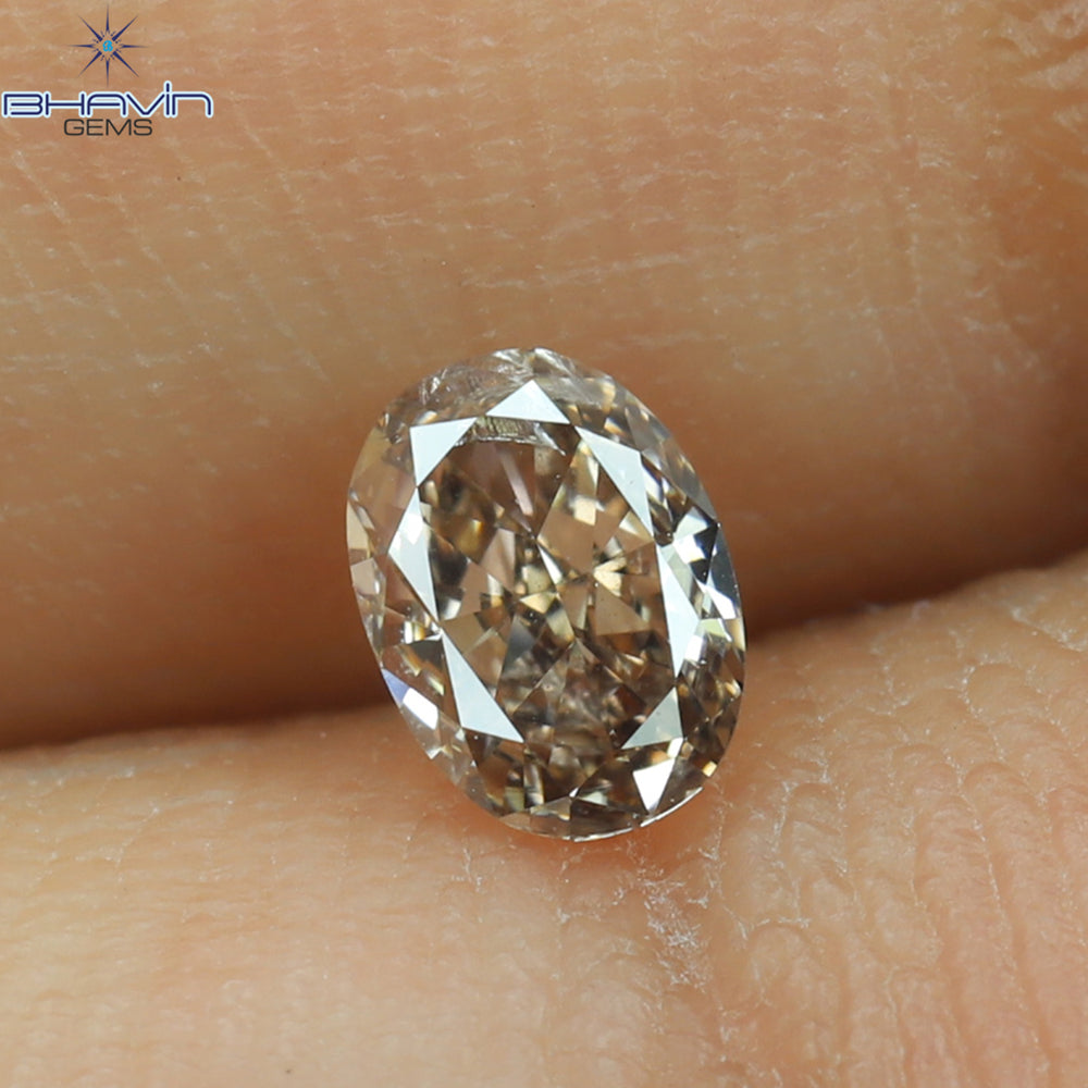 0.24 CT Oval Shape Natural Diamond Brown-Pink Color SI1 Clarity (4.46 MM)