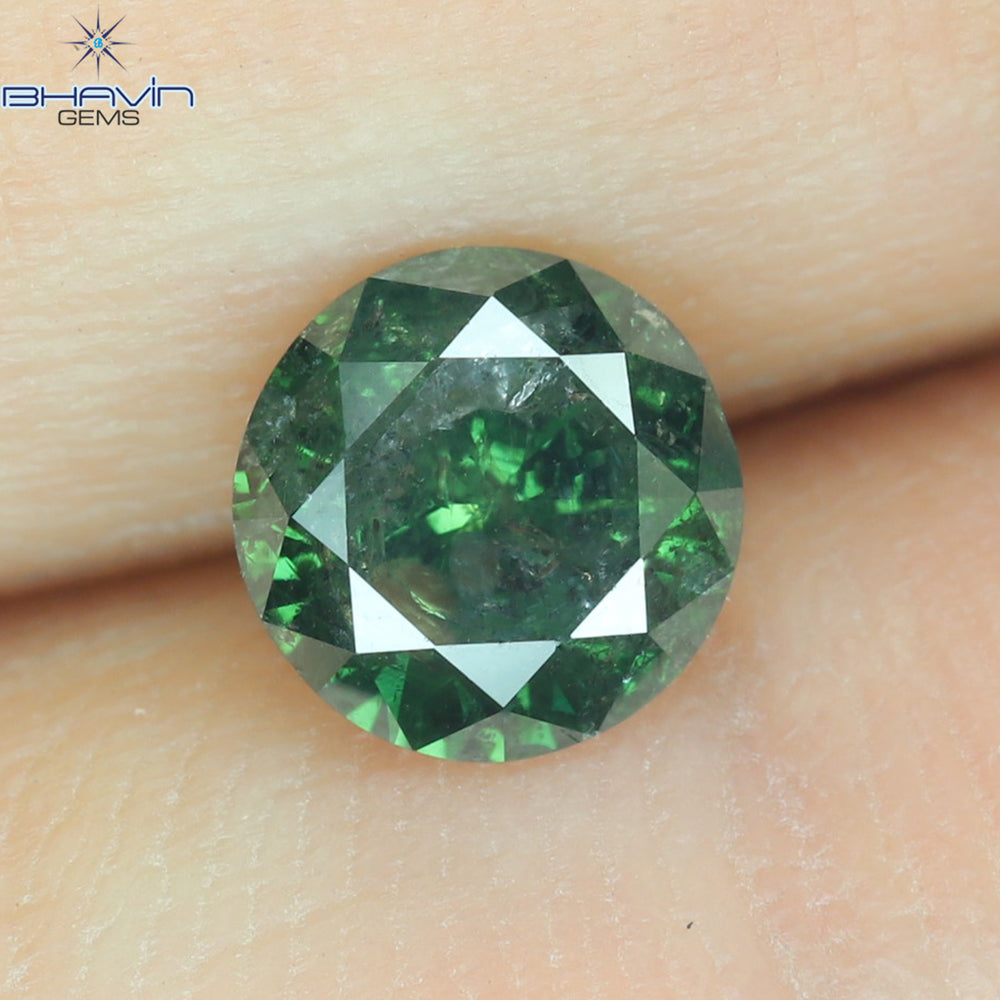 0.87 CT Round Diamond Natural Loose Diamond Green Color I3 Clarity (6.06 MM)
