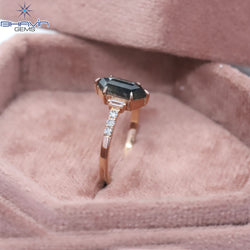 Hexagon Diamond Salt And Pepper Diamond Natural Diamond Ring Gold Ring Engagement Ring