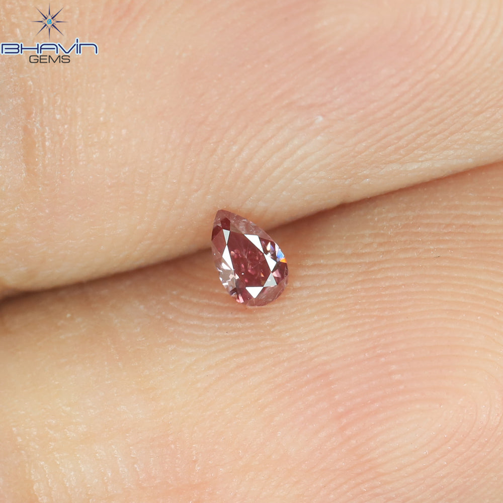 0.07 CT Pear Shape Natural Diamond Pink Color VS1 Clarity (3.40 MM)