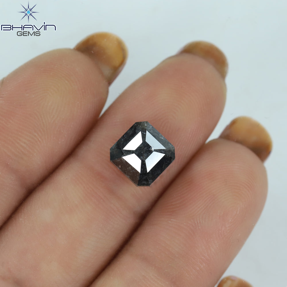 2.74 CT Emerald Shape Natural Loose Diamond Salt And pepper Color I3 Clarity (7.86 MM)