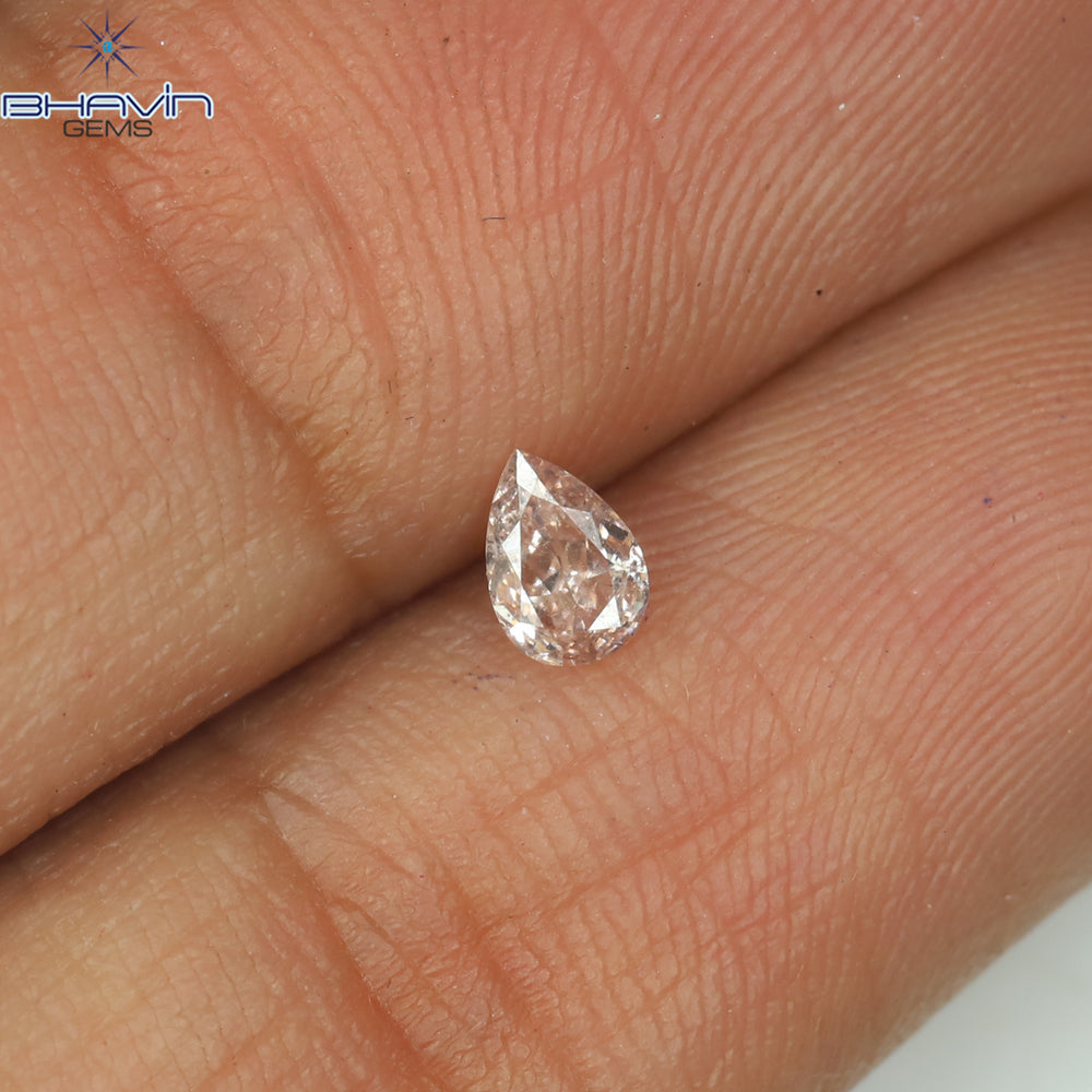 0.15 CT Pear Shape Natural Diamond Pink Color SI1 Clarity (4.30 MM)