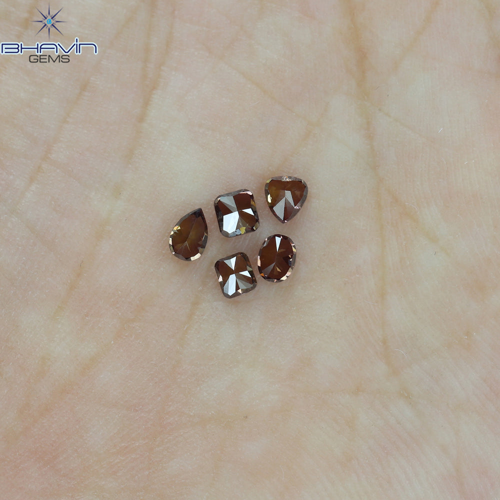 0.60 CT/5 Pcs Mix Shape Natural Loose Diamond Pink Color SI1 Clarity (3.66 MM)